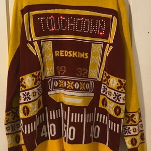 Washington Redskins Men’s XL Touchdown Ugly Sweater with working lights.